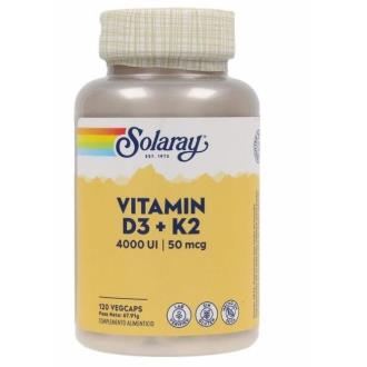 VITAMIN D3 & K2 (MK7) 120 cap SOLARAY 